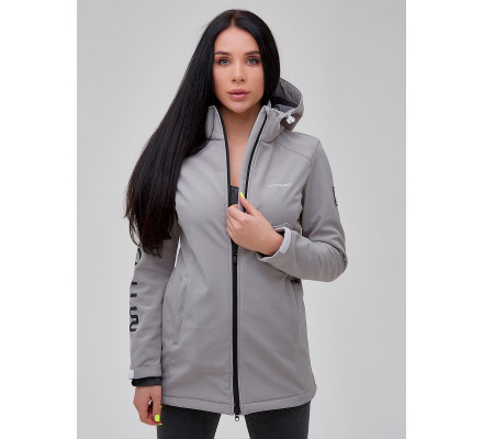 Парка женская осенняя весенняя softshell серого цвета 2023Sr