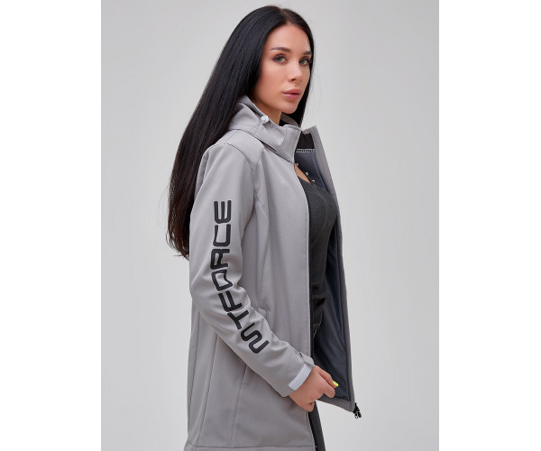 Парка женская осенняя весенняя softshell серого цвета 2023Sr