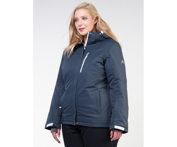 Женская зимняя горнолыжная куртка большого размера темно-серого цвета 11982TC