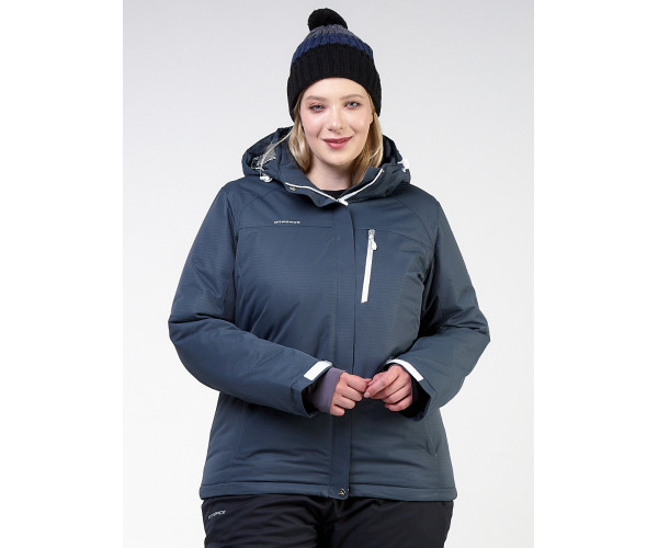 Женская зимняя горнолыжная куртка большого размера темно-серого цвета 11982TC