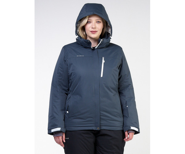 Женская зимняя горнолыжная куртка большого размера темно-серого цвета 11982TC