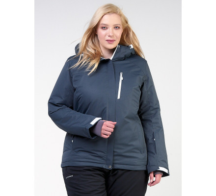 Женская зимняя горнолыжная куртка большого размера темно-серого цвета 11982TC