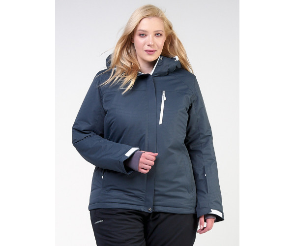 Женская зимняя горнолыжная куртка большого размера темно-серого цвета 11982TC