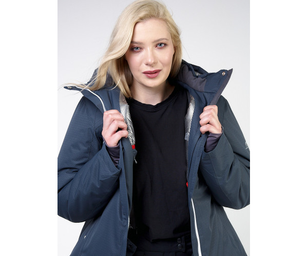 Женская зимняя горнолыжная куртка большого размера темно-серого цвета 11982TC
