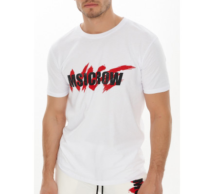 Мужские футболки с принтом белого цвета 22013Bl