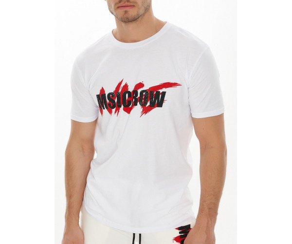 Мужские футболки с принтом белого цвета 22013Bl