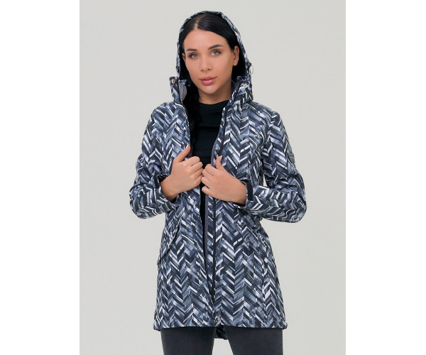 Женская осенняя весенняя парка softshell темно-серого цвета 19221TC