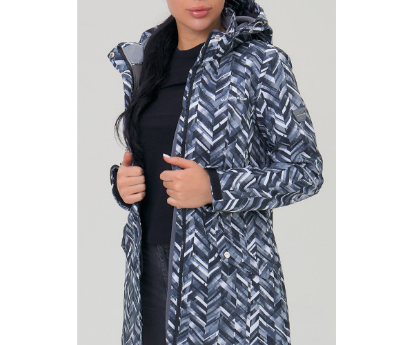 Женская осенняя весенняя парка softshell темно-серого цвета 19221TC