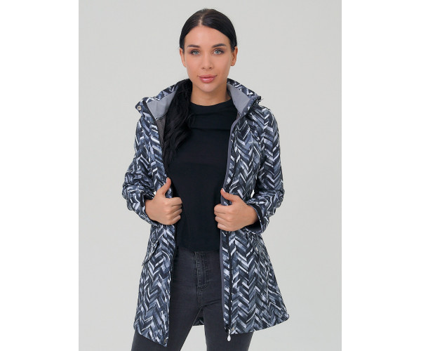 Женская осенняя весенняя парка softshell темно-серого цвета 19221TC