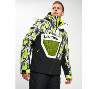 Горнолыжная куртка анорак мужская зеленого цвета 77027Z