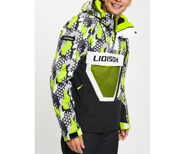 Горнолыжная куртка анорак мужская зеленого цвета 77027Z