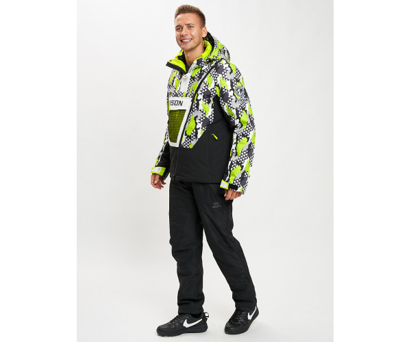 Горнолыжная куртка анорак мужская зеленого цвета 77027Z
