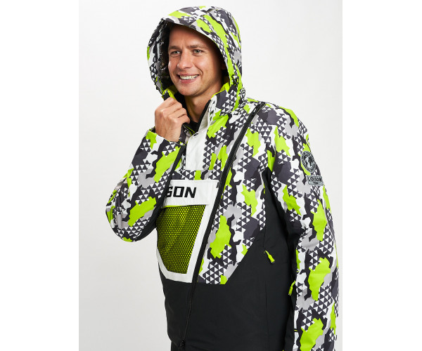 Горнолыжная куртка анорак мужская зеленого цвета 77027Z