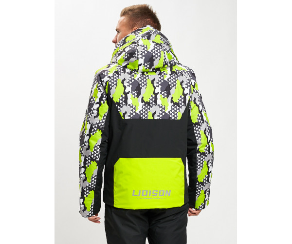 Горнолыжная куртка анорак мужская зеленого цвета 77027Z