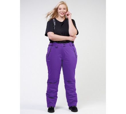 Женские зимние горнолыжные брюки большого размера фиолетового цвета 1878F