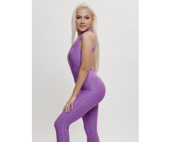 Комбинезон для фитнеса женский фиолетового цвета 2005F