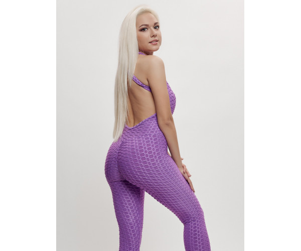 Комбинезон для фитнеса женский фиолетового цвета 2005F