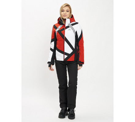 Горнолыжный костюм женский красного цвета 077031Kr