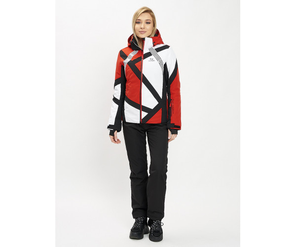 Горнолыжный костюм женский красного цвета 077031Kr