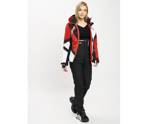 Горнолыжный костюм женский красного цвета 077031Kr