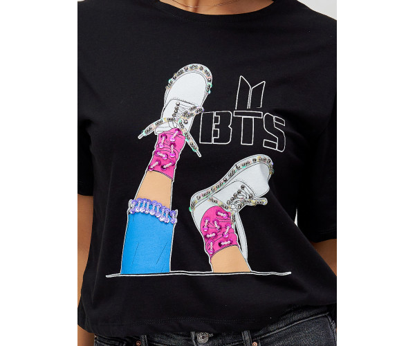 Топ футболка женская черного цвета 15008Ch