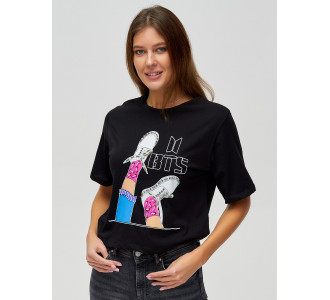 Топ футболка женская черного цвета 15008Ch