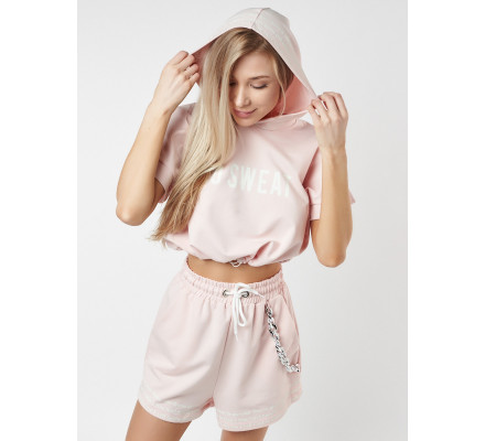 Костюм шорты и топ розового цвета 21117R