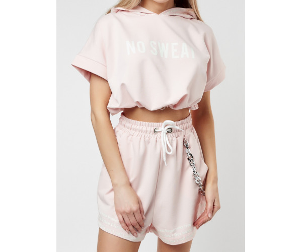 Костюм шорты и топ розового цвета 21117R