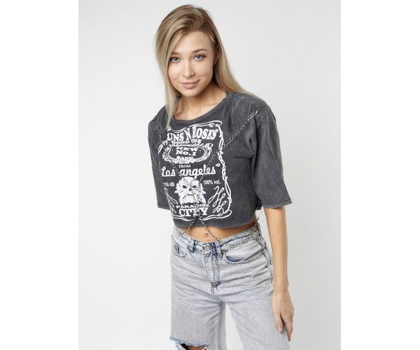 Топ футболка женская серого цвета 76011Sr