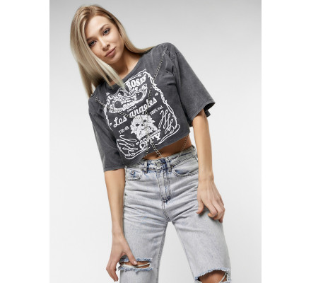 Топ футболка женская серого цвета 76011Sr