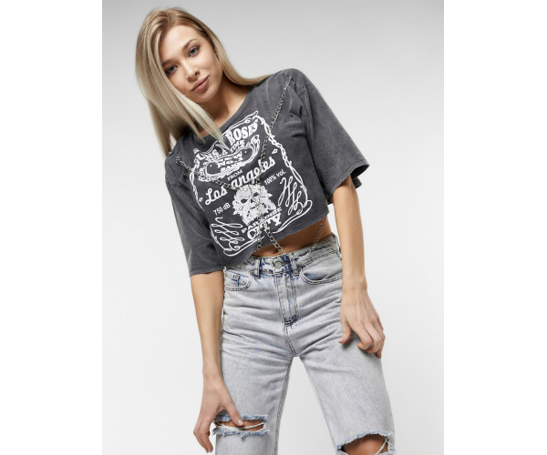 Топ футболка женская серого цвета 76011Sr