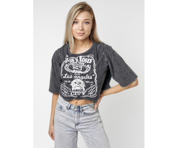 Топ футболка женская серого цвета 76011Sr