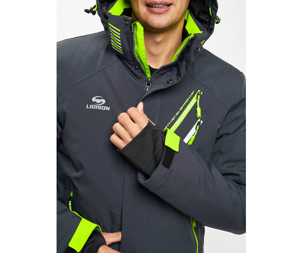 Горнолыжный костюм мужской темно-серого цвета 077010TC