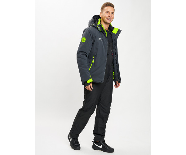 Горнолыжный костюм мужской темно-серого цвета 077010TC