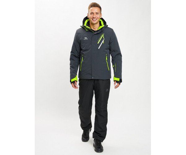Горнолыжный костюм мужской темно-серого цвета 077010TC