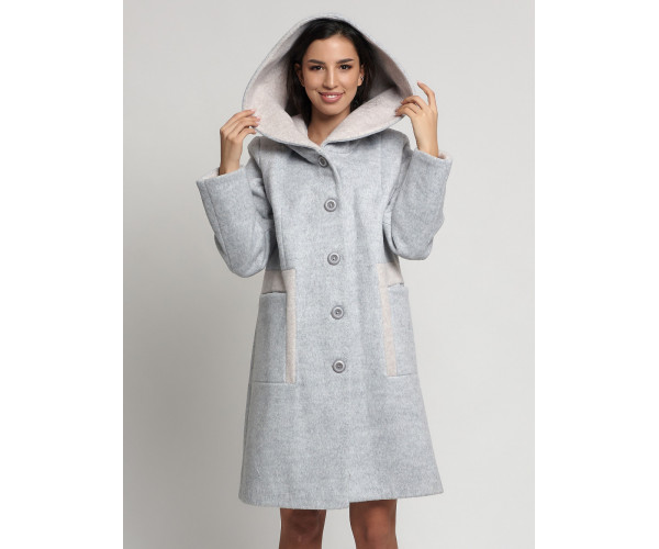 Полупальто зимнее женское светло-серого цвета 42113SS