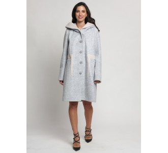 Полупальто зимнее женское светло-серого цвета 42113SS