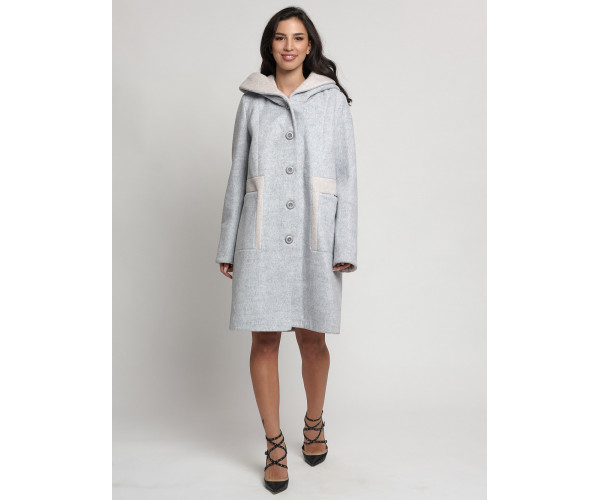 Полупальто зимнее женское светло-серого цвета 42113SS