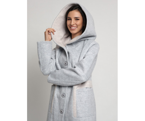 Полупальто зимнее женское светло-серого цвета 42113SS