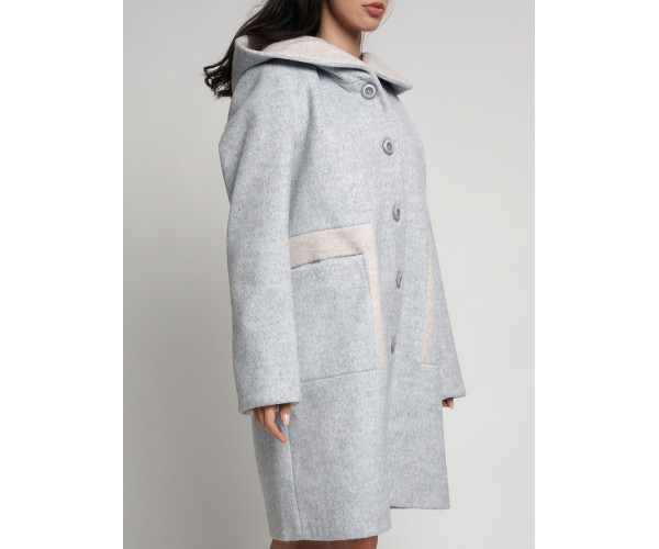 Полупальто зимнее женское светло-серого цвета 42113SS