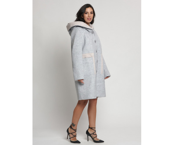 Полупальто зимнее женское светло-серого цвета 42113SS