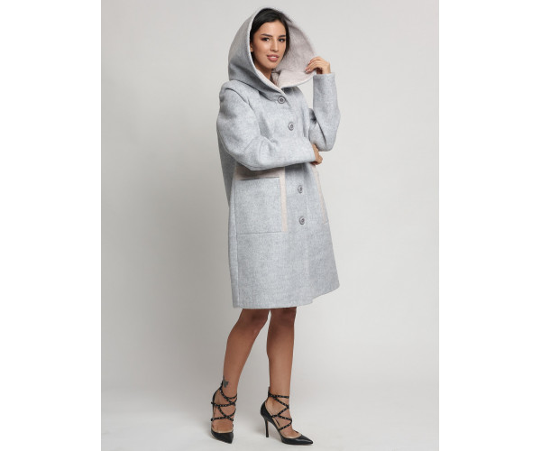 Полупальто зимнее женское светло-серого цвета 42113SS