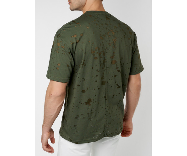 Однотонная футболка цвета хаки 221404Kh