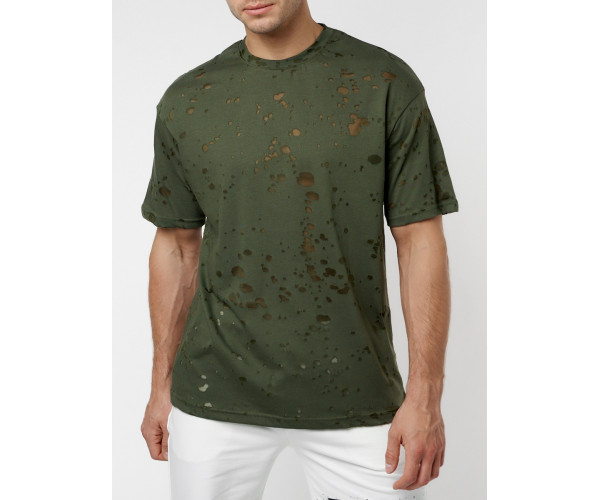 Однотонная футболка цвета хаки 221404Kh