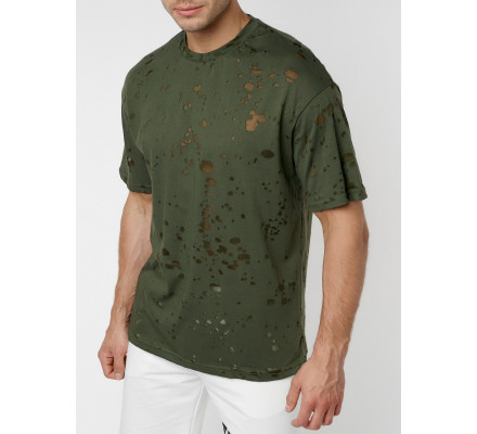 Однотонная футболка цвета хаки 221404Kh