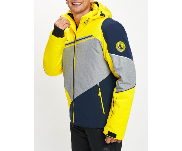 Горнолыжный костюм мужской желтого цвета 077016J