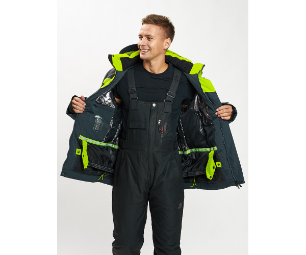 Горнолыжная куртка мужская большого размера зеленого цвета 77029Z