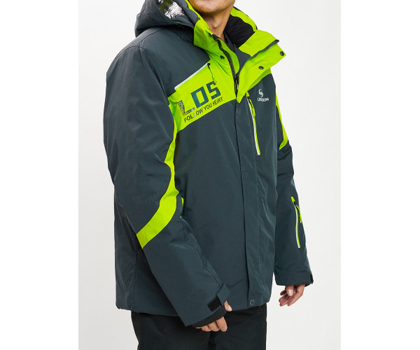 Горнолыжная куртка мужская большого размера зеленого цвета 77029Z