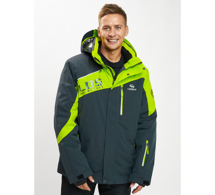 Горнолыжная куртка мужская большого размера зеленого цвета 77029Z