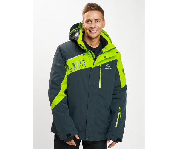 Горнолыжная куртка мужская большого размера зеленого цвета 77029Z